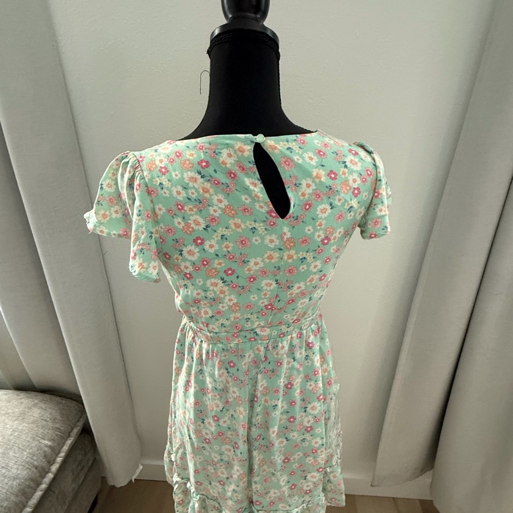 Floral Mint Green Dress Girls Youth Size 14